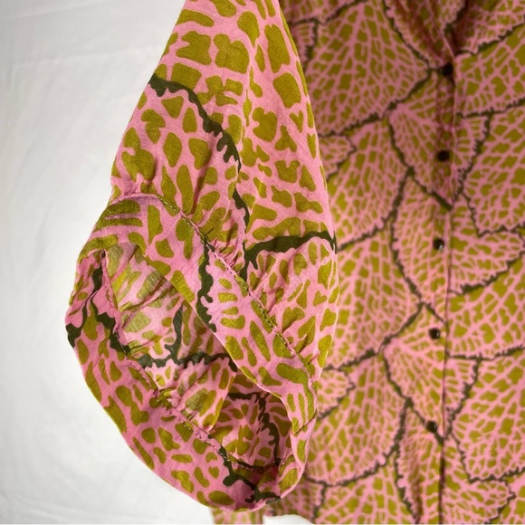 See U Soon Pink and Green Safari Print Blouse - Picture 9 of 11